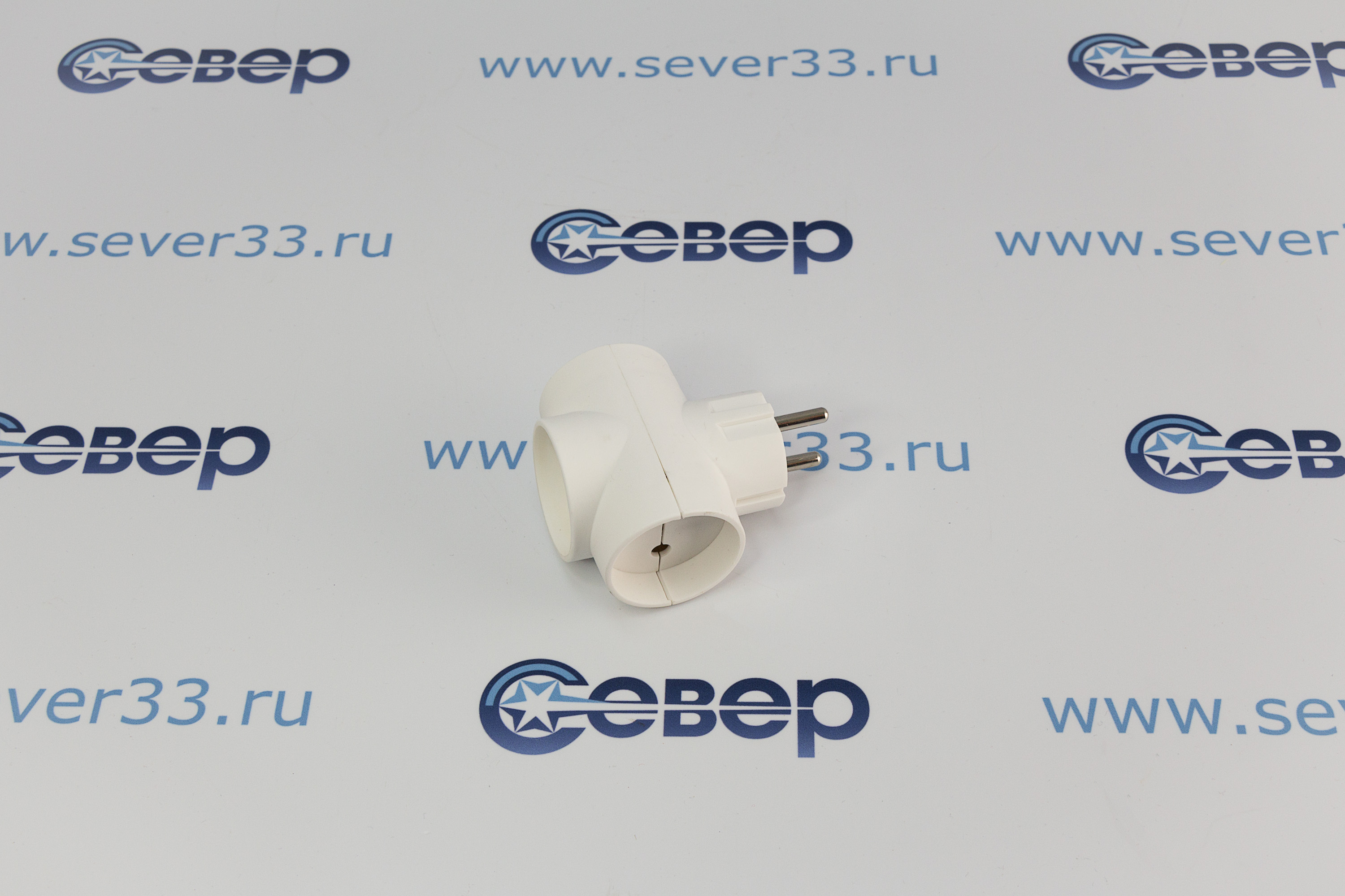 Разветвитель REXANT (тройник) 3 гнезда без заземляющих контактов Белый 16А 11-1077_3