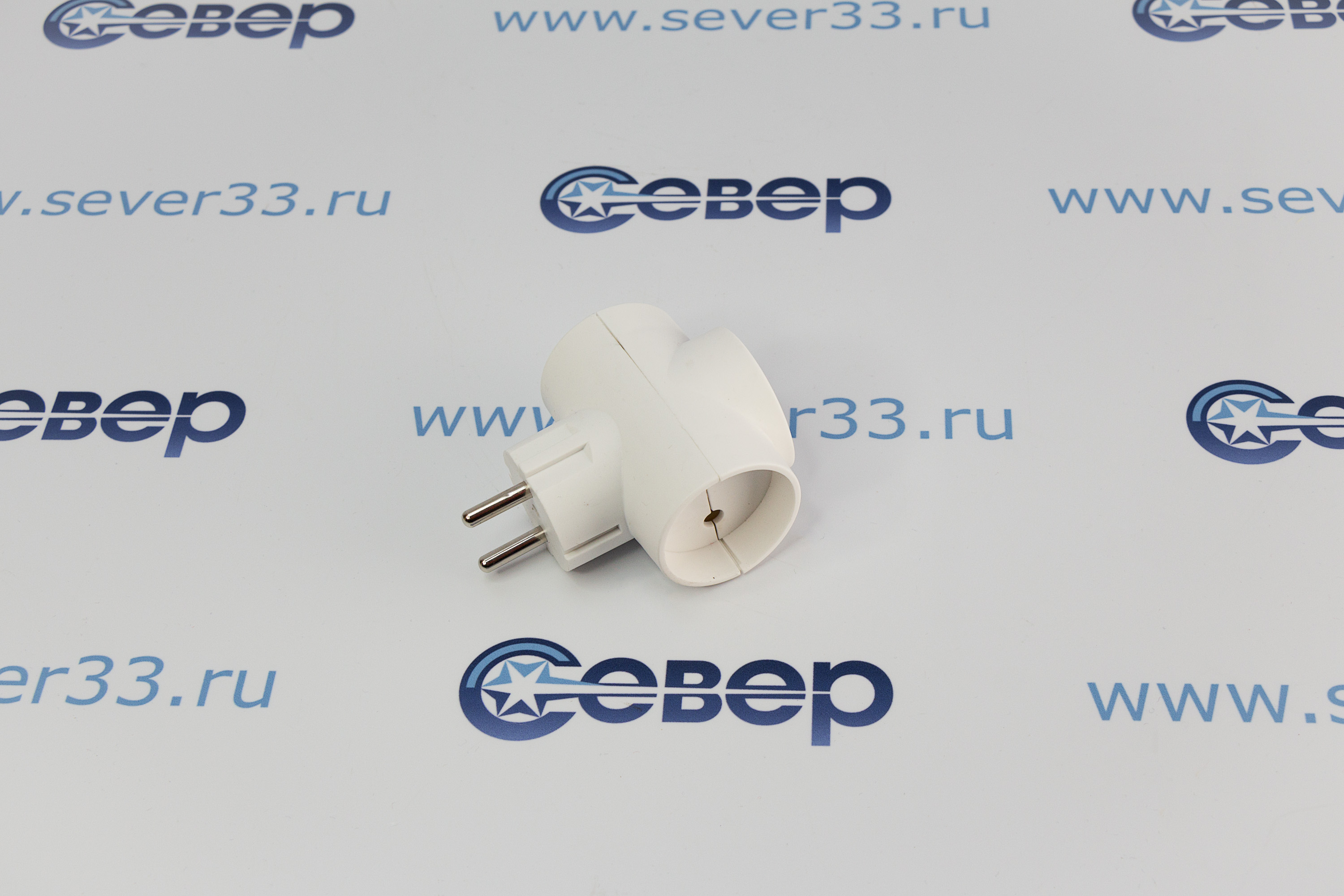 Разветвитель REXANT (тройник) 3 гнезда без заземляющих контактов Белый 16А 11-1077_1