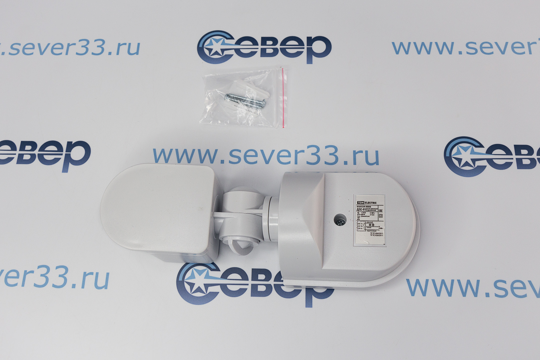 Датчик движения TDM ДДС-01 1100Вт, 5-480с, 2-12м, 5+Лк, 180гр, IP44_2