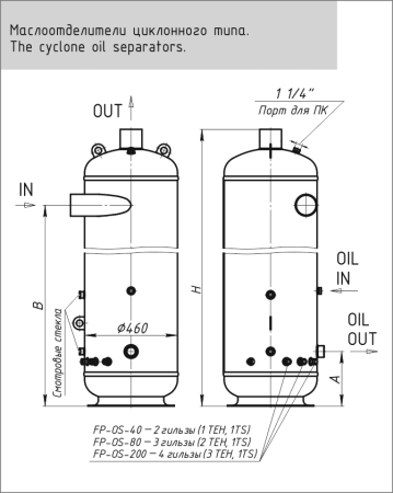 Циклонный маслоотделитель с ресивером масла FP-OSR-12-138 | Продажа, монтаж и обслуживание холодильного оборудования | Север33