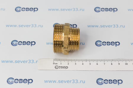 Ниппель переходной, латунь, наружная резьба 1 1/4"х1", желтый, RTP | Продажа, монтаж и обслуживание холодильного оборудования | Север33